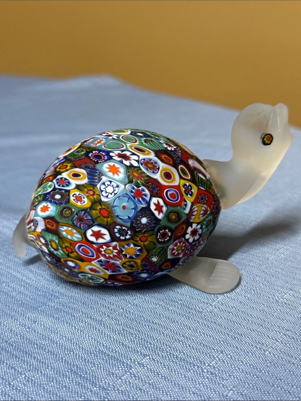 Millefiori Glass Turtle Figurine Murano 4.75” long